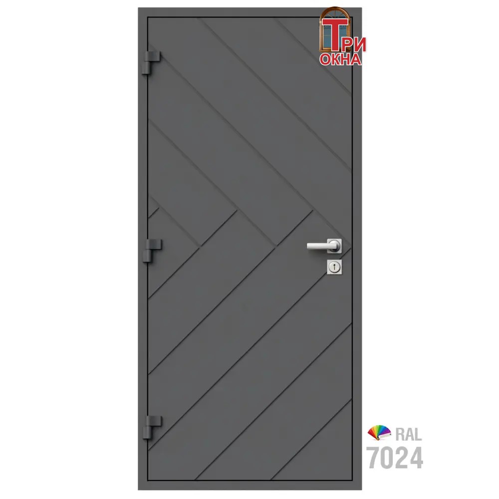 Морозостойкая входная утепленная дверь из дерева для коттеджа Elite Timber E30 227x96см левый цвет серый RAL 7024 в Чебоксарах — изображение 7