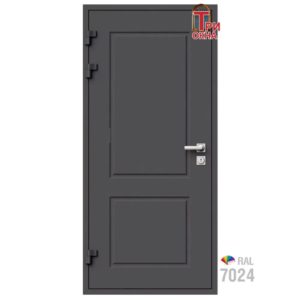 Морозостойкая входная утепленная дверь из дерева для коттеджа Grand Wood G41 207x96см левый цвет серый RAL 7024 в Чебоксарах