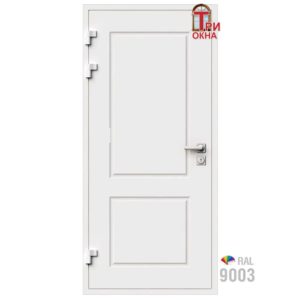 Морозостойкая входная утепленная дверь из дерева для коттеджа Grand Wood G41 207x86см левый цвет белый RAL 9003 в Чебоксарах