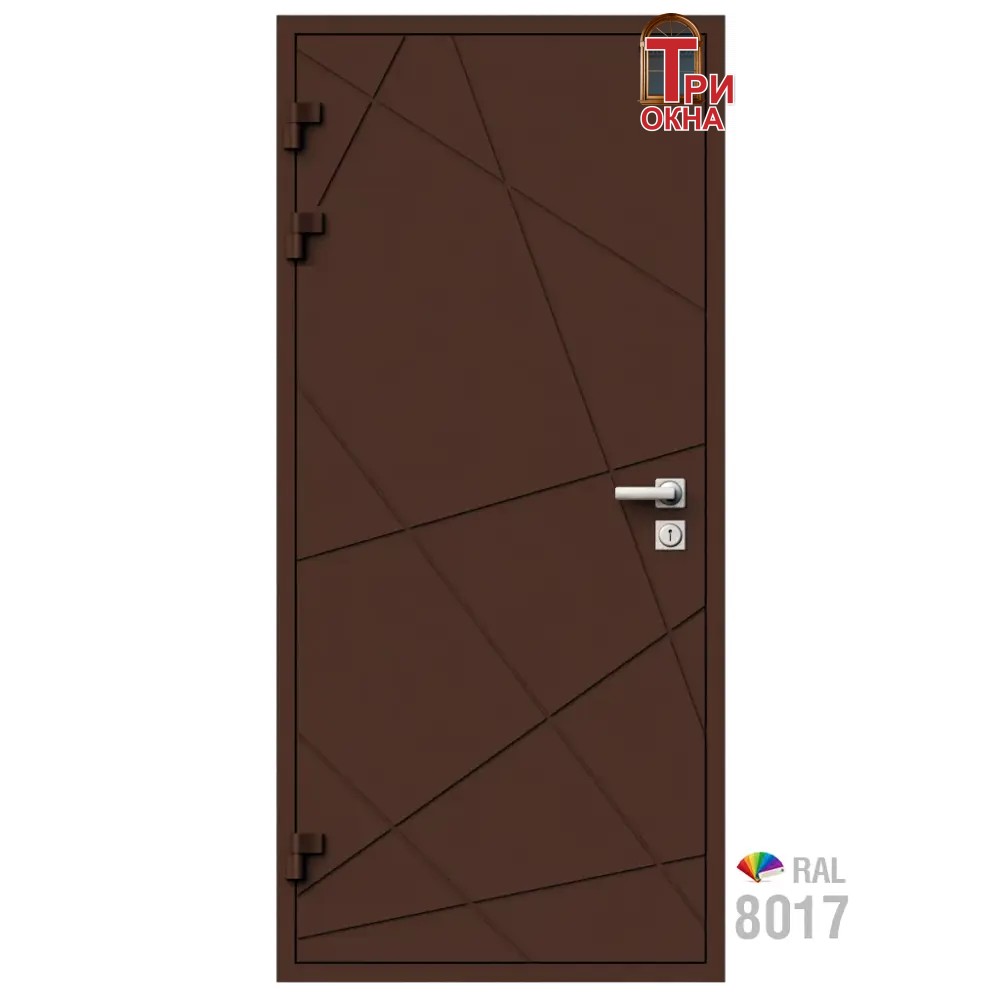 Морозостойкая входная утепленная дверь из дерева для коттеджа Elite Timber E39 207x96см левый цвет коричневый RAL8017 в Чебоксарах
