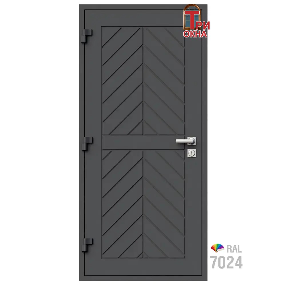 Морозостойкая входная утепленная дверь из дерева для коттеджа Grand Wood G25 227x86см левый цвет серый RAL7024 в Чебоксарах — изображение 7