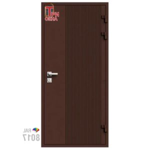 Морозостойкая входная утепленная дверь из дерева для коттеджа Elite Timber E34 227x96см правый цвет коричневый RAL8017 в Чебоксарах