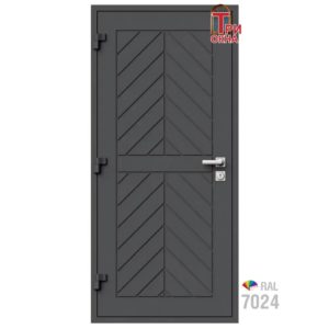Морозостойкая входная утепленная дверь из дерева для коттеджа Grand Wood G25 207x86см левый цвет серый RAL7024 в Чебоксарах