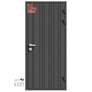 Морозостойкая входная утепленная дверь из дерева для коттеджа Elite Timber E38 207x96см правый цвет серый RAL7024 в Чебоксарах