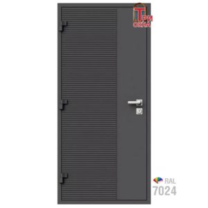 Морозостойкая входная утепленная дверь из дерева для коттеджа Elite Timber E35 207x86см левый цвет серый RAL7024 в Чебоксарах