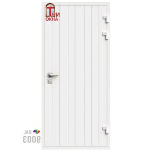 Морозостойкая входная утепленная дверь из дерева для коттеджа Elite Timber E37 227x96см правый цвет белый RAL9003 в Чебоксарах