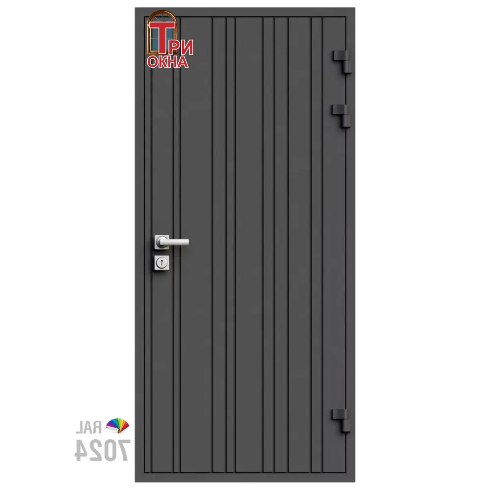 Морозостойкая входная утепленная дверь из дерева для коттеджа Elite Timber E38 227x96см правый цвет серый RAL7024 в Чебоксарах — изображение 7