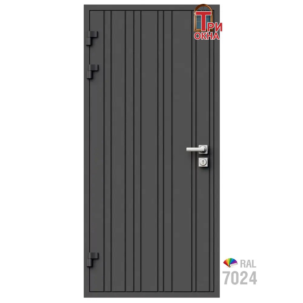 Морозостойкая входная утепленная дверь из дерева для коттеджа Elite Timber E38 227x86см левый цвет серый RAL7024 в Чебоксарах