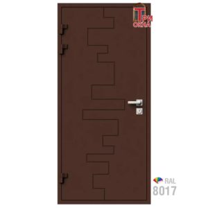 Морозостойкая входная утепленная дверь из дерева для коттеджа Elite Timber E40 227x86см левый цвет коричневый RAL8017 в Чебоксарах
