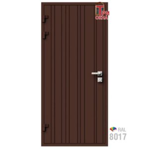 Морозостойкая входная утепленная дверь из дерева для коттеджа Elite Timber E38 227x96см левый цвет коричневый RAL8017 в Чебоксарах