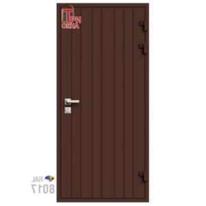 Морозостойкая входная утепленная дверь из дерева для коттеджа Elite Timber E37 207x96см правый цвет коричневый RAL8017 в Чебоксарах