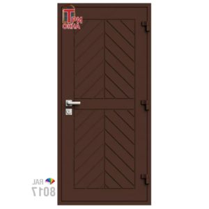 Морозостойкая входная утепленная дверь из дерева для коттеджа Grand Wood G25 207x86см правый цвет коричневый RAL8017 в Чебоксарах