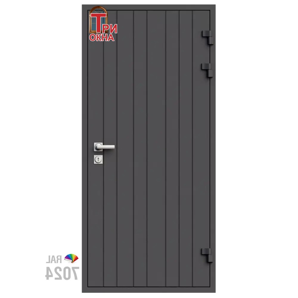 Морозостойкая входная утепленная дверь из дерева для коттеджа Elite Timber E34 207x86см левый цвет серый RAL7024 в Чебоксарах
