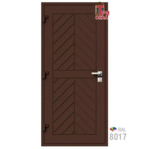 Морозостойкая входная утепленная дверь из дерева для коттеджа Grand Wood G25 227x96см левый цвет коричневый RAL8017 в Чебоксарах