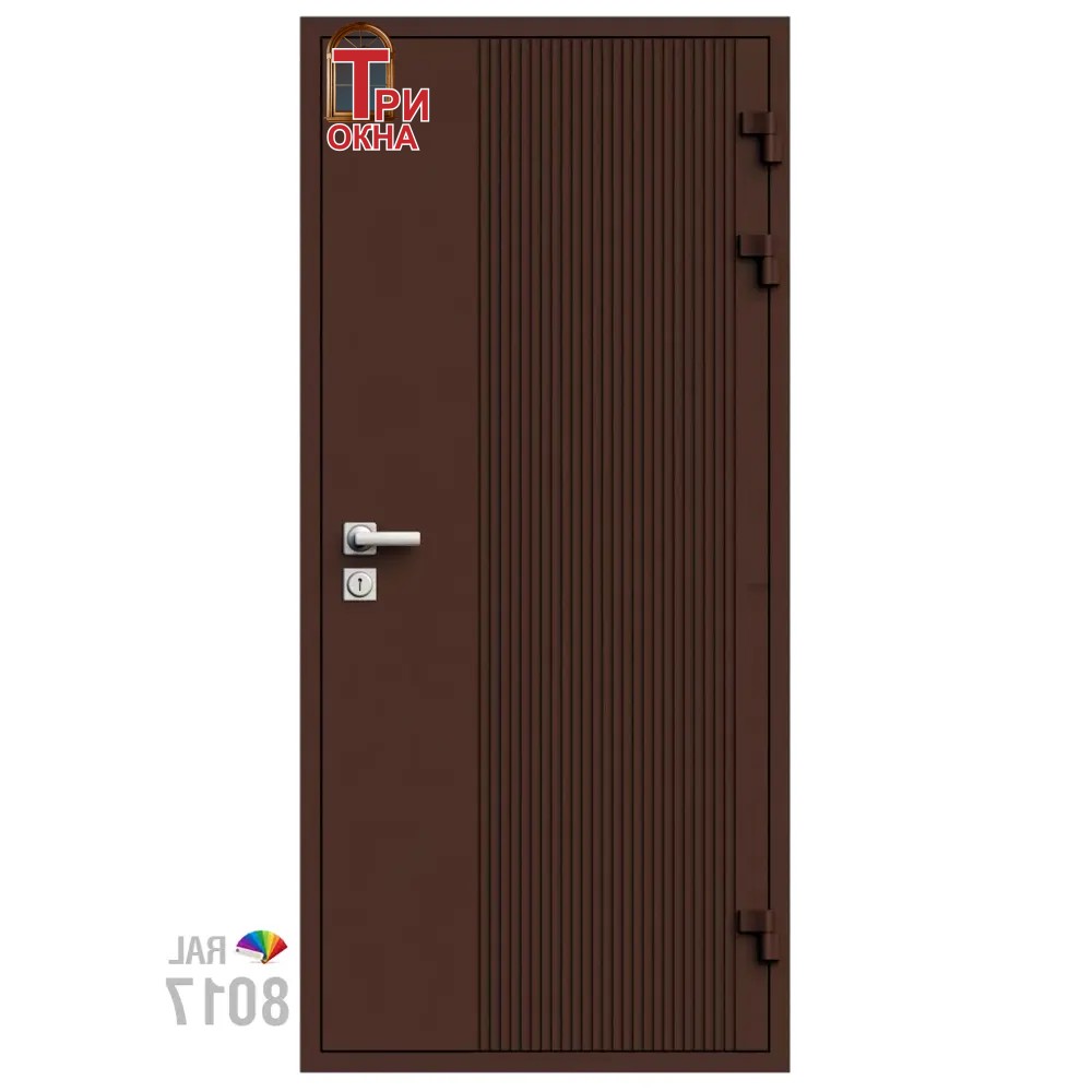 Морозостойкая входная утепленная дверь из дерева для коттеджа Elite Timber E34 227x86см правый цвет коричневый RAL8017 в Чебоксарах — изображение 7