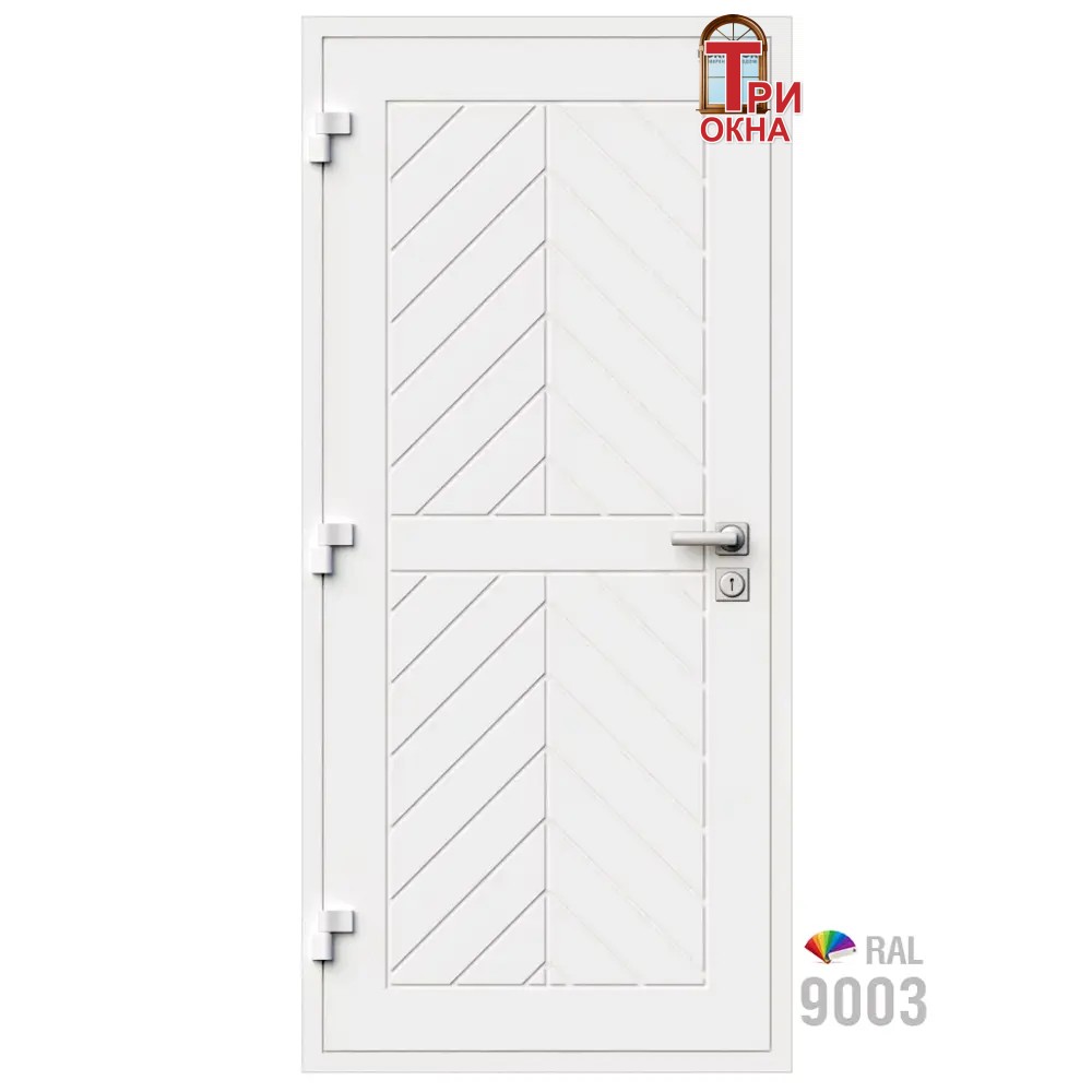 Морозостойкая входная утепленная дверь из дерева для коттеджа Grand Wood G25 207x96см левый цвет белый RAL9003 в Чебоксарах
