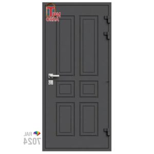 Морозостойкая входная утепленная дверь из дерева для коттеджа Grand Wood G7 207x96см правый цвет серый RAL 7024 в Чебоксарах