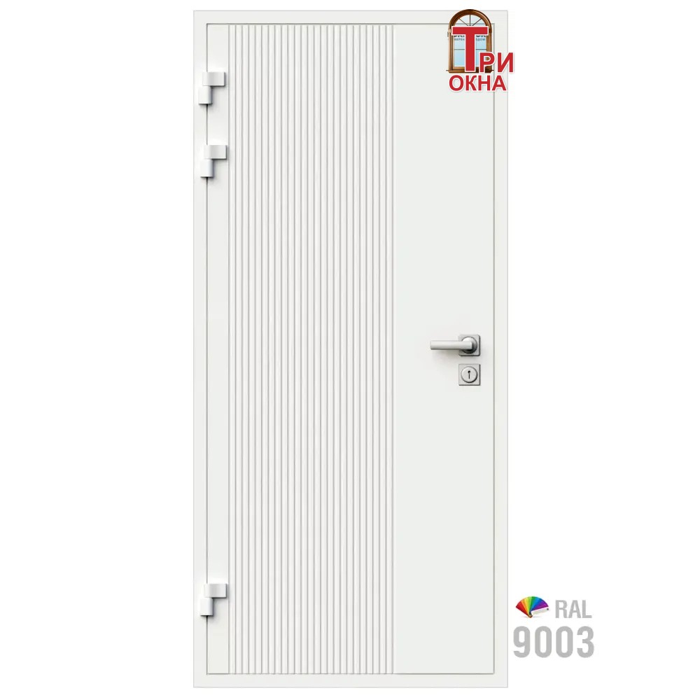 Морозостойкая входная утепленная дверь из дерева для коттеджа Elite Timber E34 207x86см левый цвет белый RAL9003 в Чебоксарах — изображение 7