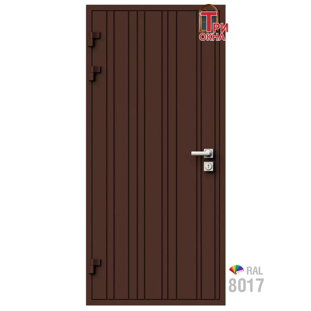 Морозостойкая входная утепленная дверь из дерева для коттеджа Elite Timber E38 207x96см левый цвет коричневый RAL8017 в Чебоксарах