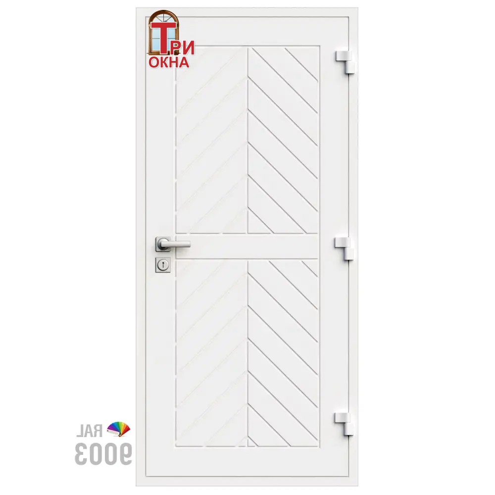 Морозостойкая входная утепленная дверь из дерева для коттеджа Grand Wood G25 207x96см правый цвет белый RAL9003 в Чебоксарах