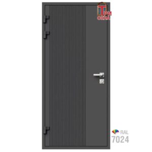 Морозостойкая входная утепленная дверь из дерева для коттеджа Elite Timber E34 207x96см левый цвет серый RAL7024 в Чебоксарах