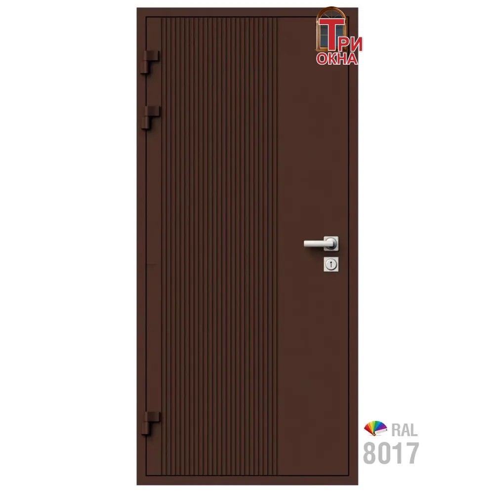 Морозостойкая входная утепленная дверь из дерева для коттеджа Elite Timber E34 207x96см левый цвет коричневый RAL8017 в Чебоксарах — изображение 7