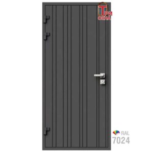 Морозостойкая входная утепленная дверь из дерева для коттеджа Elite Timber E38 227x96см левый цвет серый RAL7024 в Чебоксарах