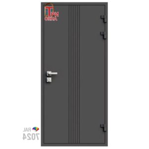 Морозостойкая входная утепленная дверь из дерева для коттеджа Termo Classic C3 207x96см правый цвет серый RAL 7024 в Чебоксарах