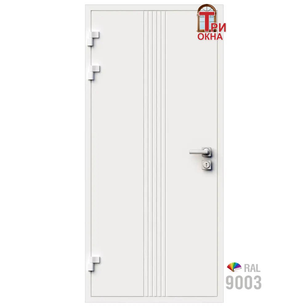 Морозостойкая входная утепленная дверь из дерева для коттеджа Termo Classic C3 227x86см левый цвет белый RAL 9003 в Чебоксарах