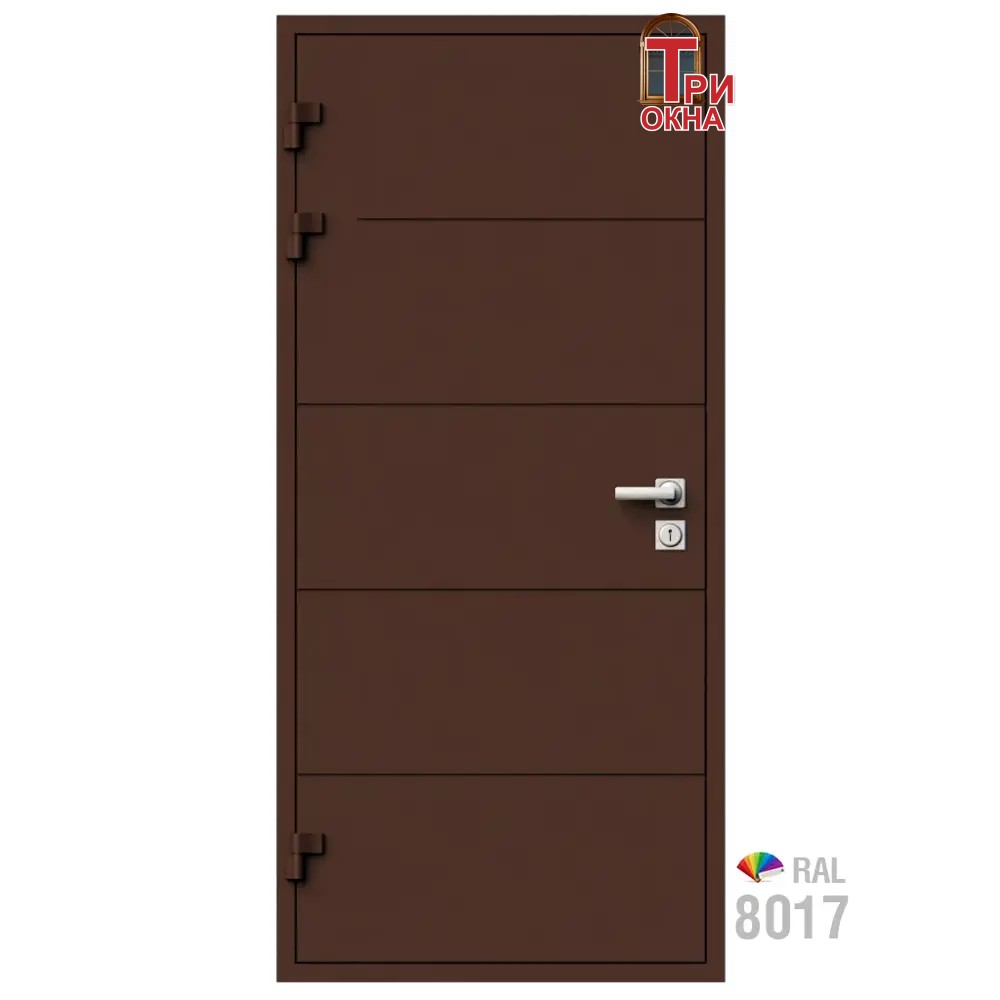 Морозостойкая входная утепленная дверь из дерева для коттеджа Termo Classic C2 227x96см левый цвет коричневый RAL 8017 в Чебоксарах