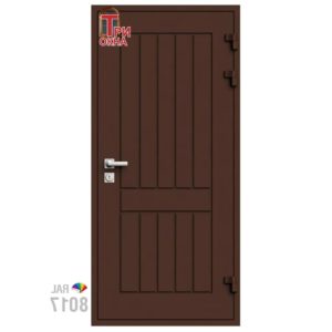 Морозостойкая входная утепленная дверь из дерева для коттеджа Grand Wood G3 207x96см правый цвет коричневый RAL 8017 в Чебоксарах