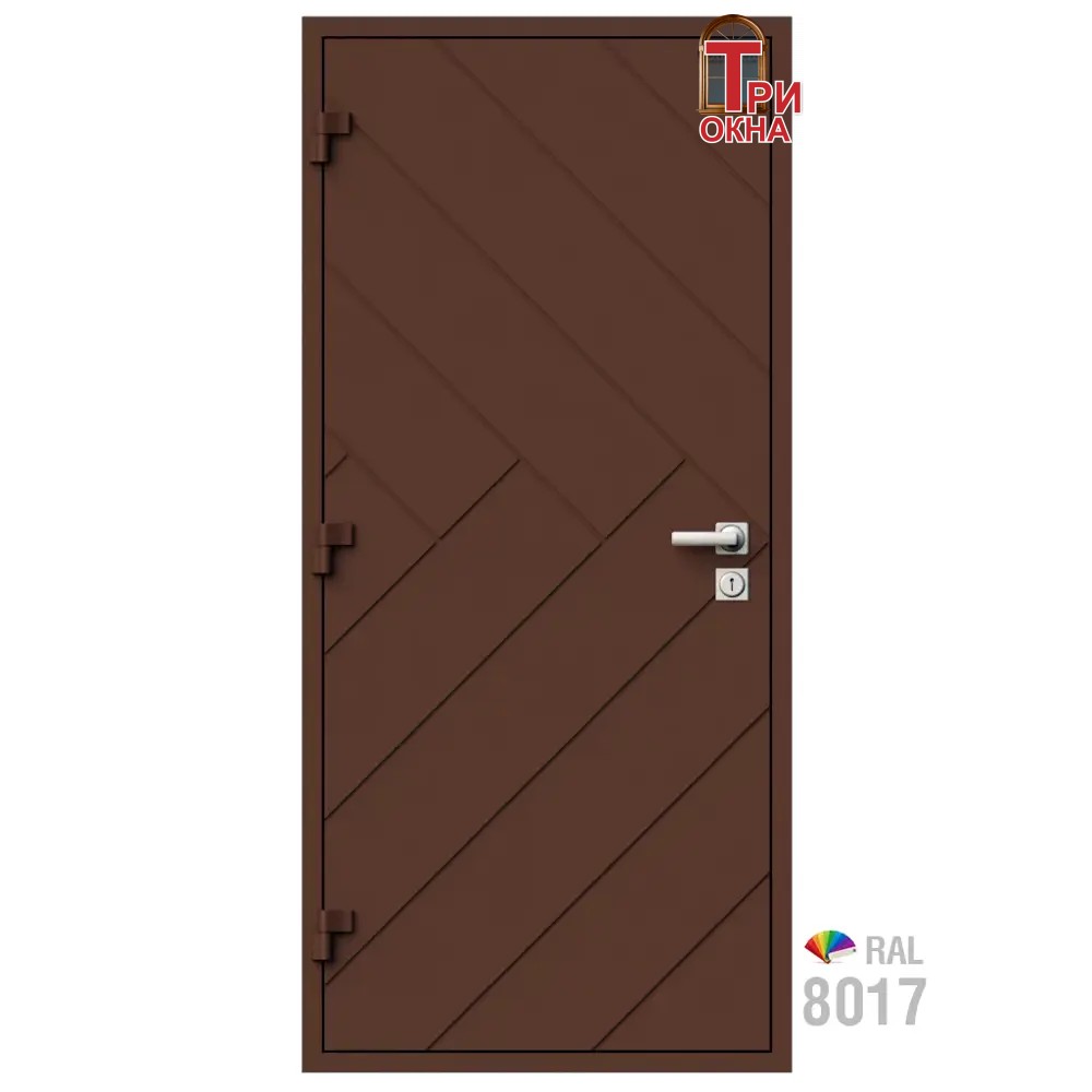 Морозостойкая входная утепленная дверь из дерева для коттеджа Elite Timber E30 207x86см левый цвет коричневый RAL 8017 в Чебоксарах