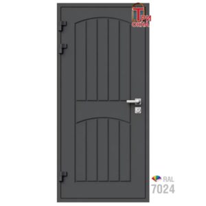 Морозостойкая входная утепленная дверь из дерева для коттеджа Solid Wood S6 227x96см правый цвет серый RAL 7024 в Чебоксарах