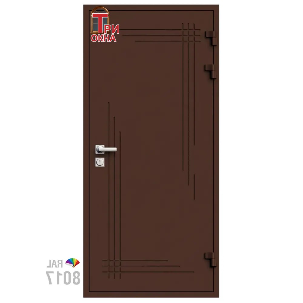 Морозостойкая входная утепленная дверь из дерева для коттеджа Solid Wood S6 227x96см правый цвет коричневый RAL 8017 в Чебоксарах