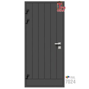 Морозостойкая входная утепленная дверь из дерева для коттеджа Solid Wood S4 227x86см левый цвет серый RAL 7024 в Чебоксарах