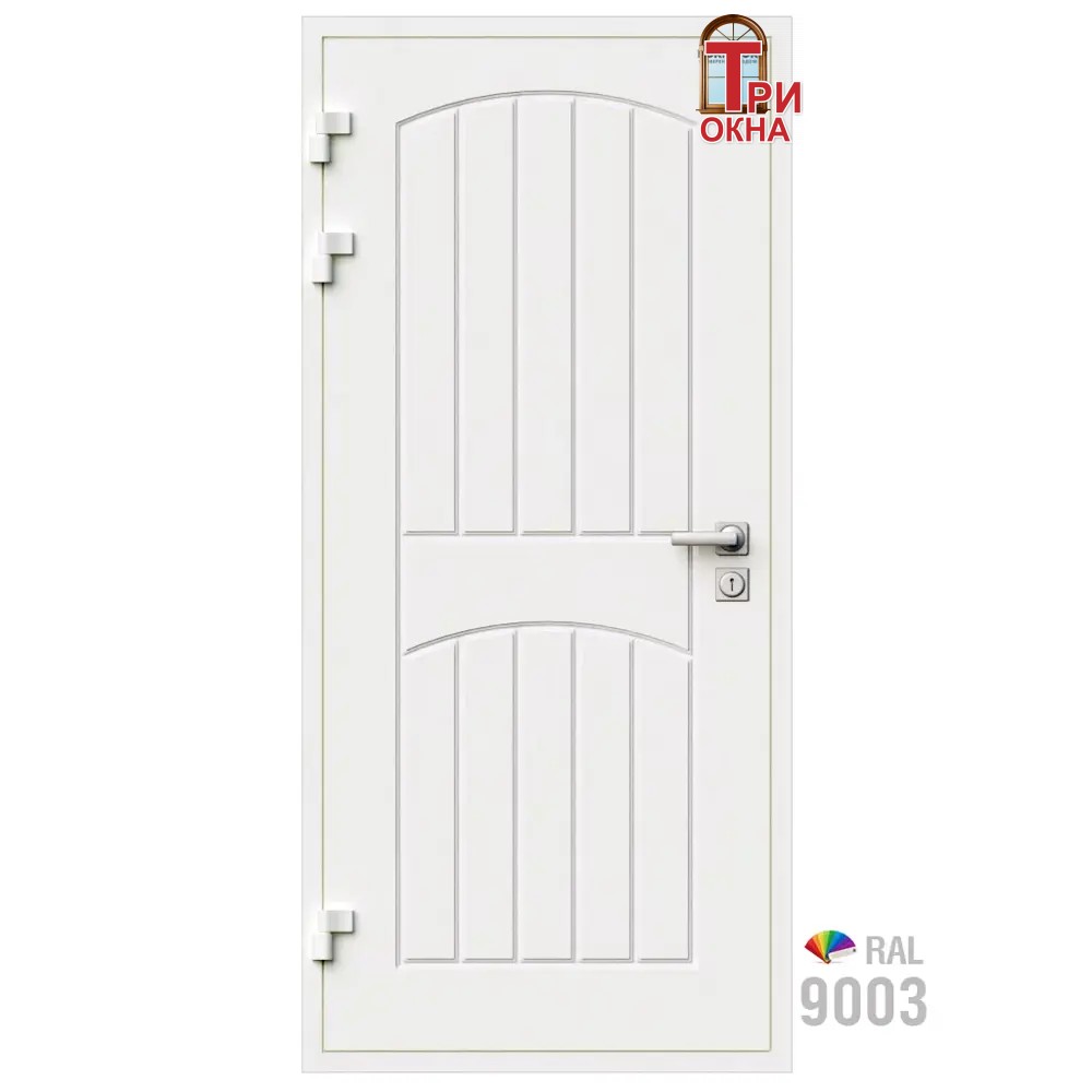 Морозостойкая входная утепленная дверь из дерева для коттеджа Grand Wood G20 227x96см левый цвет белый RAL 9003 в Чебоксарах