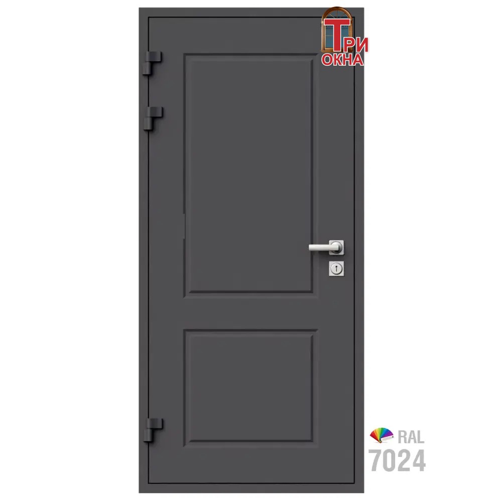Морозостойкая входная утепленная дверь из дерева для коттеджа Grand Wood G41 227x86см левый цвет серый RAL 7024 в Чебоксарах