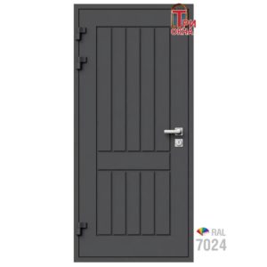 Морозостойкая входная утепленная дверь из дерева для коттеджа Grand Wood G3 227x96см левый цвет серый RAL 7024 в Чебоксарах