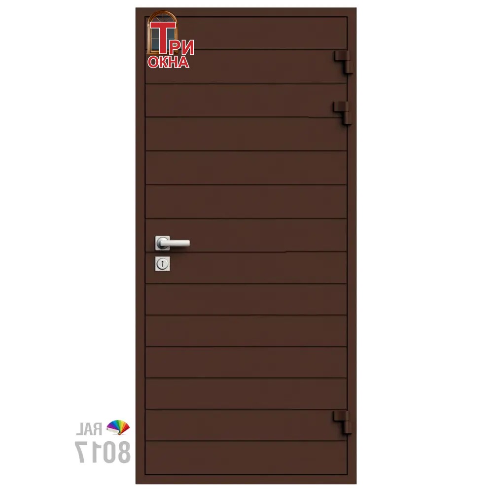 Морозостойкая входная утепленная дверь из дерева для коттеджа Solid Wood S7 227x96см правый цвет коричневый RAL 8017 в Чебоксарах — изображение 7