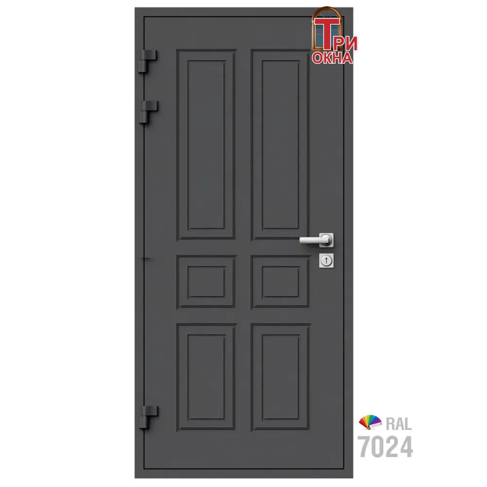 Морозостойкая входная утепленная дверь из дерева для коттеджа Grand Wood G7 207x86см левый цвет серый RAL 7024 в Чебоксарах — изображение 7