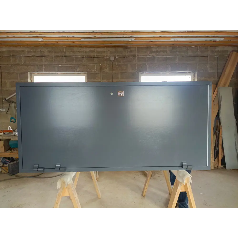 Морозостойкая входная утепленная дверь из дерева для коттеджа Solid Wood S4 227x96см левый цвет коричневый RAL 8017 в Чебоксарах