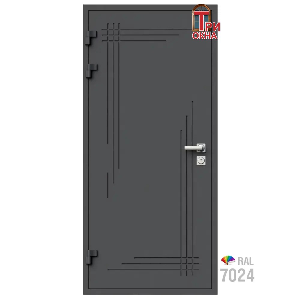 Морозостойкая входная утепленная дверь из дерева для коттеджа Solid Wood S6 227x96см левый цвет серый RAL 7024 в Чебоксарах — изображение 7