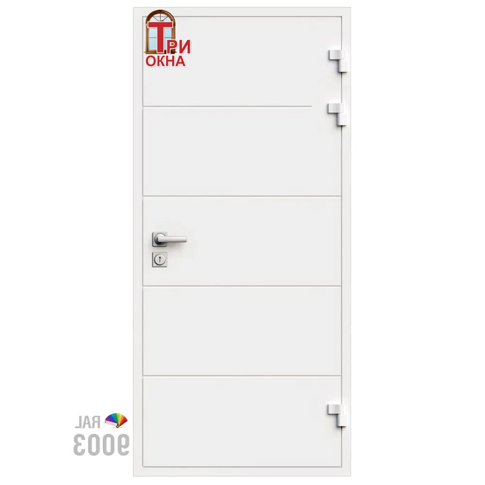 Морозостойкая входная утепленная дверь из дерева для коттеджа Termo Classic C2 227x96см правый цвет белый RAL 9003 в Чебоксарах
