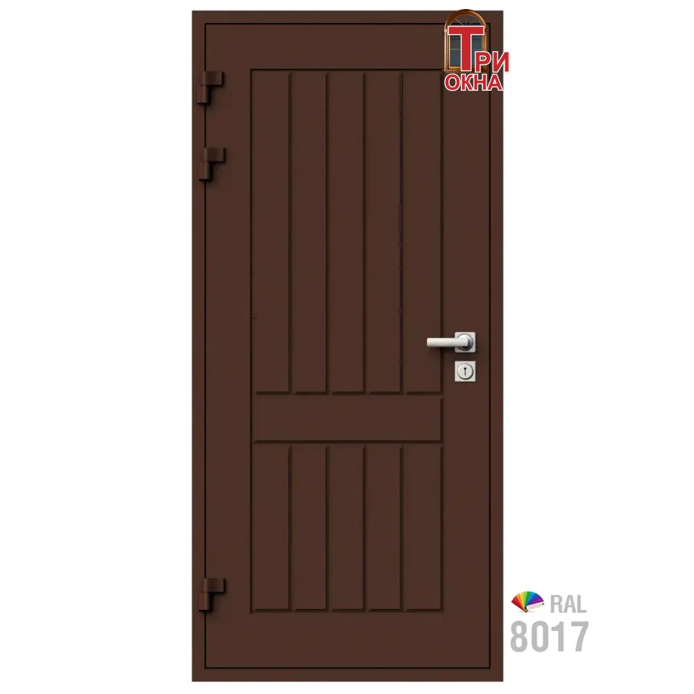 Морозостойкая входная утепленная дверь из дерева для коттеджа Grand Wood G3 227x86см левый цвет коричневый RAL 8017 в Чебоксарах