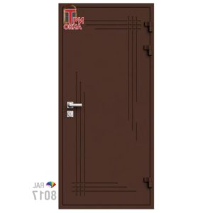 Морозостойкая входная утепленная дверь из дерева для коттеджа Solid Wood S6 207x96см правый цвет коричневый RAL 8017 в Чебоксарах