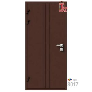 Морозостойкая входная утепленная дверь из дерева для коттеджа Termo Classic C3 207x86см левый цвет коричневый RAL 8017 в Чебоксарах