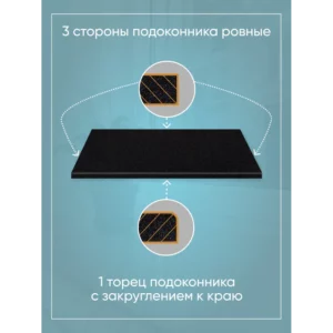 Подоконник Акрил BNV Гранит 900x150x12мм черный с вкраплениями глянцевый в Чебоксарах