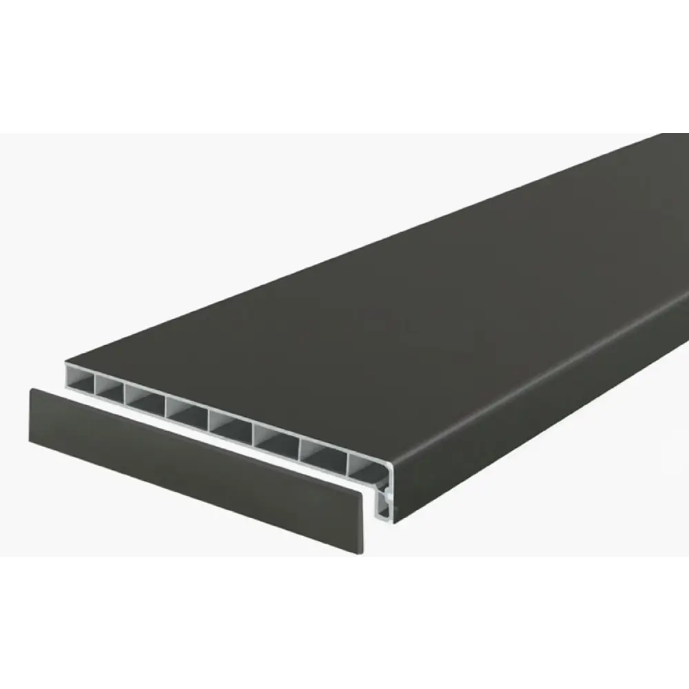 Подоконник пластиковый Moeller с заглушкой 1500x300мм чёрный clean-touch в Чебоксарах