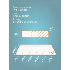 Подоконник акриловый BNV 1900x200x20мм белый глянцевый в Чебоксарах